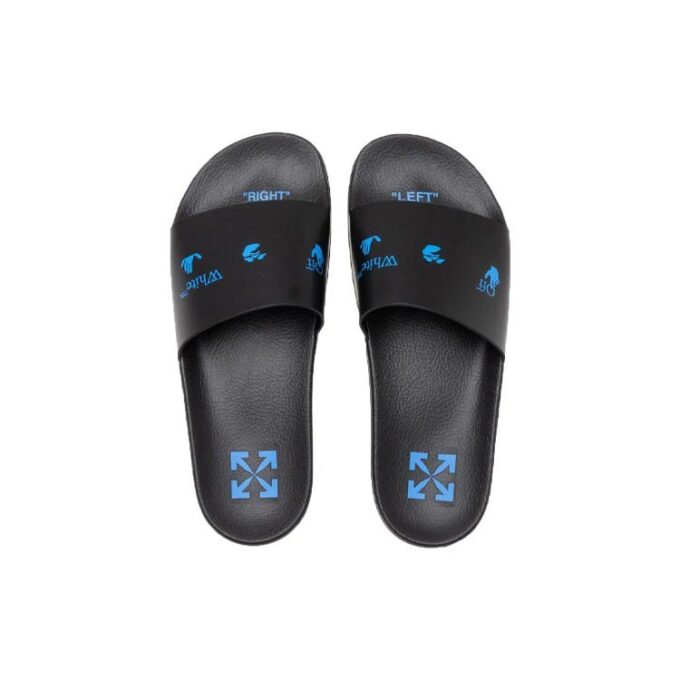 Logo Printing Fashion Casual Black Slippers “Black Blue”