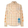 Logo Printing Plaid Long Sleeves Shirt Yellow