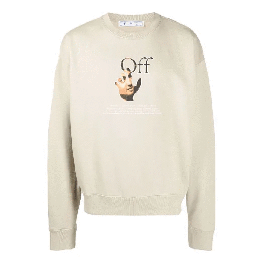 Logo Printing Round Neck Pullover Long Sleeves Version Creamy White