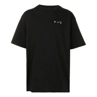 Logo Printing Round Neck Short Sleeve Loose Fit Black