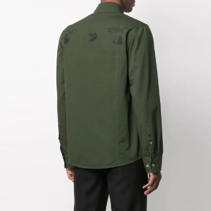 Logo Printing Solid Color Long Sleeves Shirt Version Green