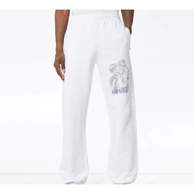 Logo Printing Sports Long Pants White