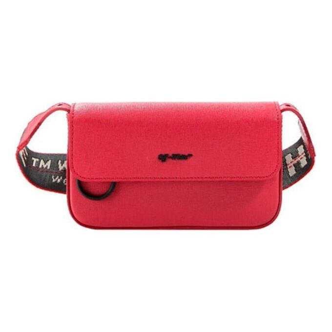 logo Shoulder Strap Leather Red Messenger Bag
