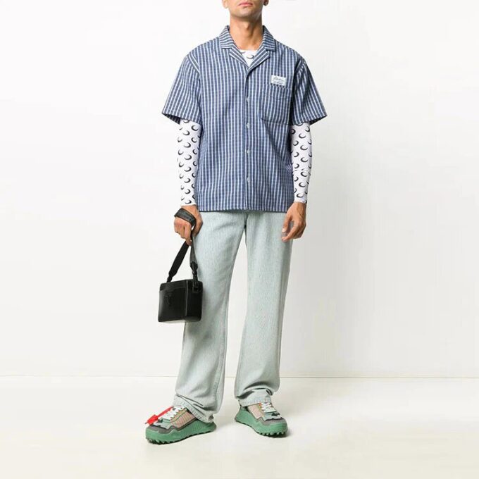 Logo Stripe Short Sleeve Shirt Version Blue
