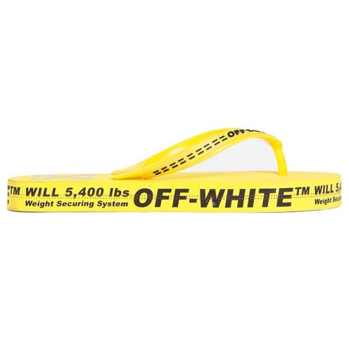 Logo Typographic Flip Flop Fashion Yellow Slippers