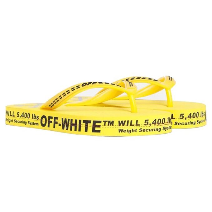 Logo Typographic Flip Flop Fashion Yellow Slippers