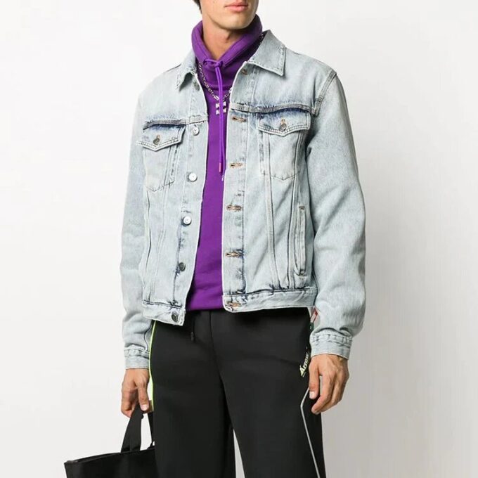 LogoBleachJean Jacket Men’ s Light Blue