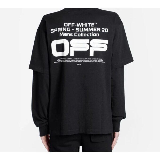 Long Sleeve Wavy Line Logo Double Sleeve