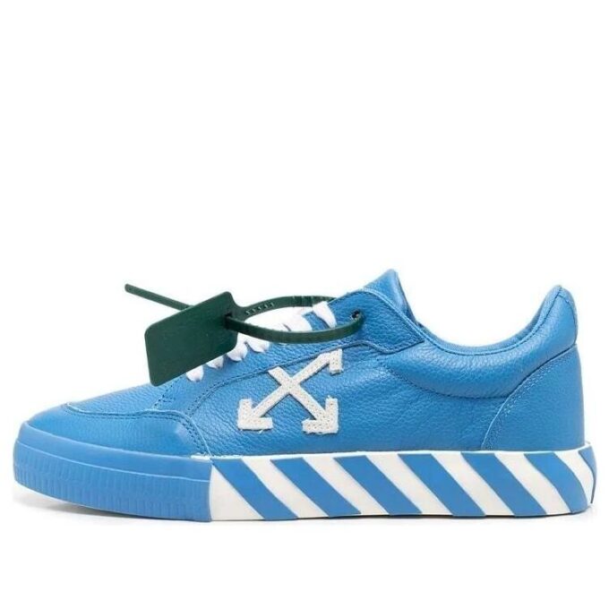 Low Vulcanized Leather Trainers “Blue White Green”