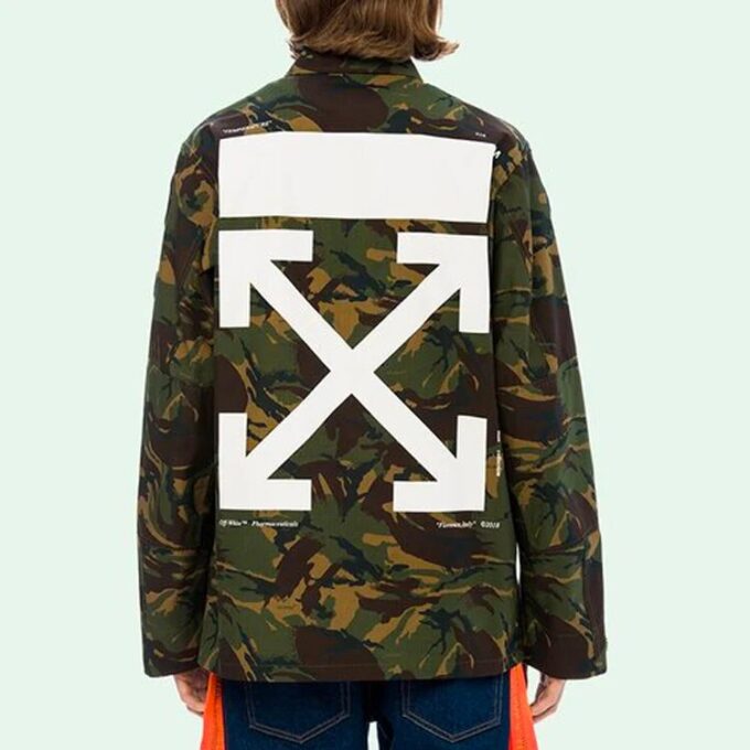 Mens Back Arrows Sketch Medal Ribbon Camouflage Jacket