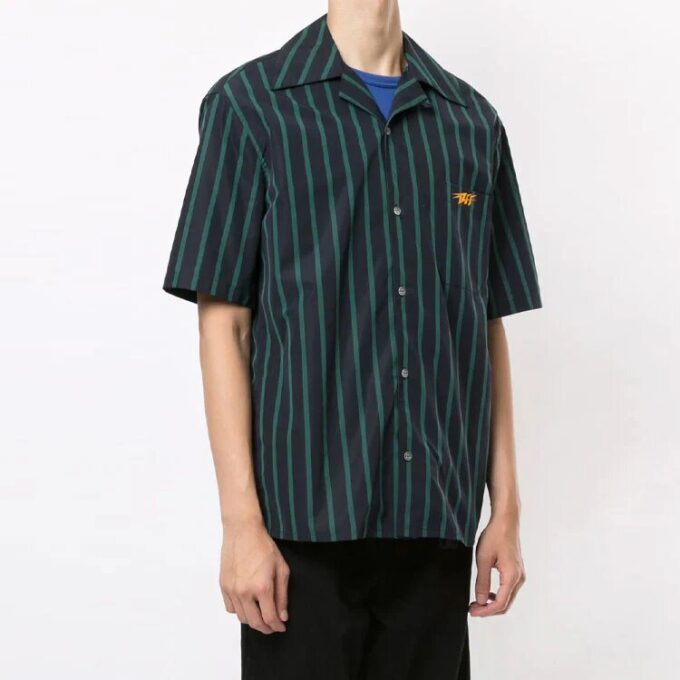 Mens FW20 Holiday Cuban Collar Short Sleeve Stripe Shirt