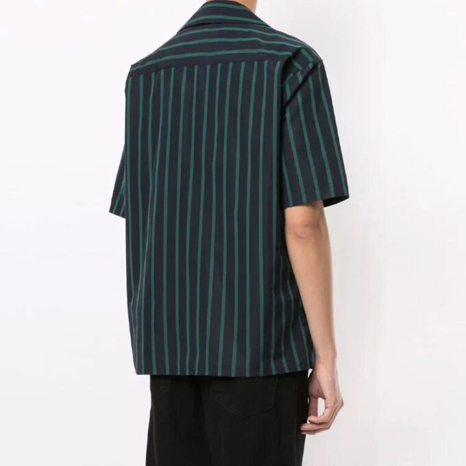 Mens FW20 Holiday Cuban Collar Short Sleeve Stripe Shirt