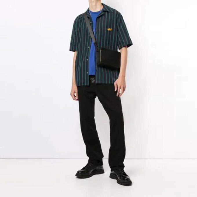 Mens FW20 Holiday Cuban Collar Short Sleeve Stripe Shirt