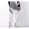Mens Tie Dye Cotton Sweatpants Grey White