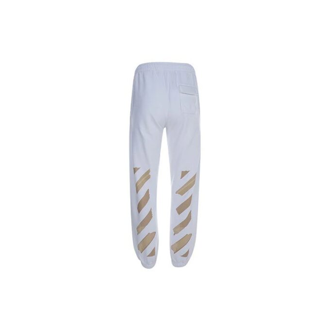Micro Mark Rubber Strap Printing Athleisure Casual Sports Pants Ordinary Version White