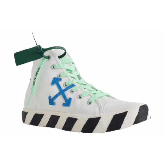 Mid-Top Vulcanized Canvas Sneaker “White Blue Green Black”