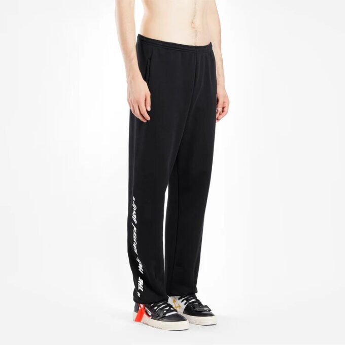 Mona Lisa Pattern Alphabet Printing Sports Long Pants Black