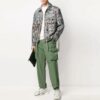 Multiple Pockets Bundle Feet Straight Long Pants Loose Fit Green