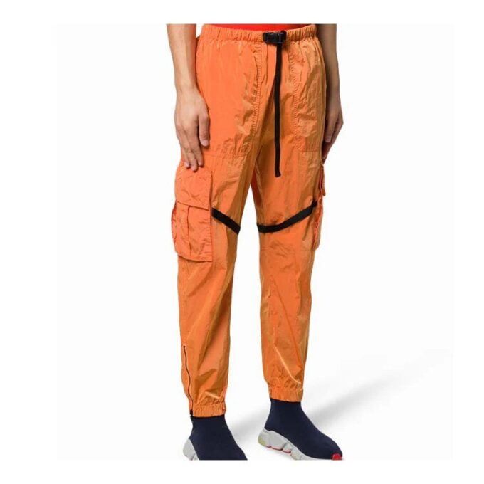 Nylon Street Style Plain Logo Cargo Pants