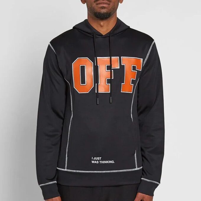 OFF Applique Hooded Sweater Unisex Black