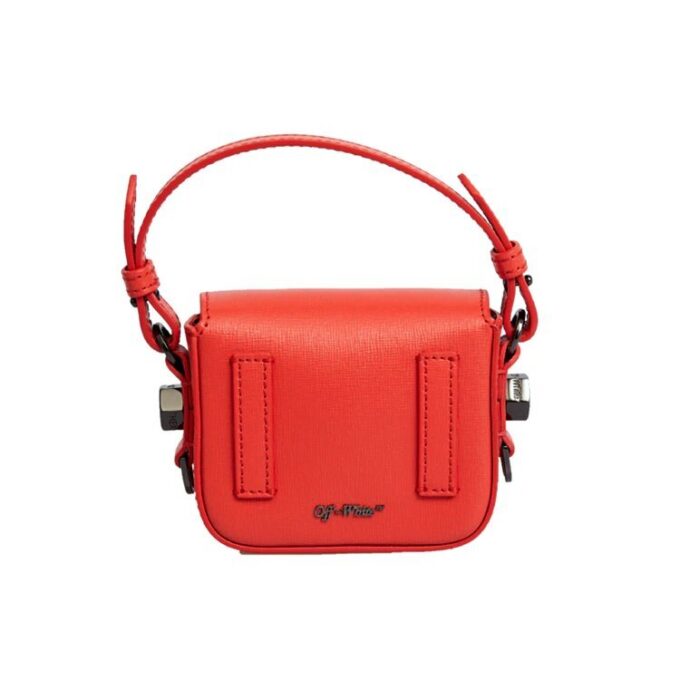 Off-White 20 Logo Printing Series Leather Industrial Style Camera Bag Messenger Bag Orange