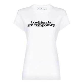 Off-White Alphabet Slogan Logo Printing Short Sleeve Slim Fit Version White