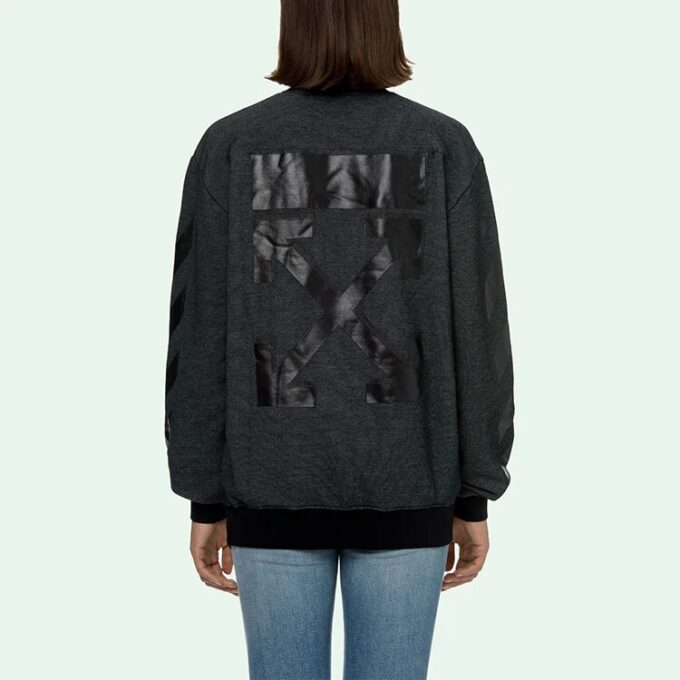 Off-White Arrow Printing Round Neck Sports Hoodie Slim Fit Version Gray