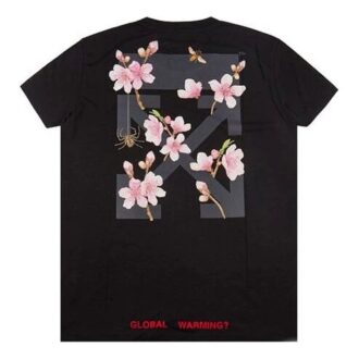 Off-White Back Cherry Blossoms Arrows Sketch Print Short Sleeve