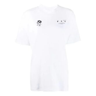Off-White Back Flower Printing Short-sleeve Tee White