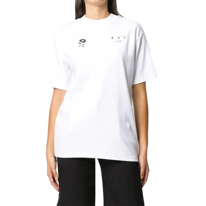 Off-White Back Flower Printing Short-sleeve Tee White
