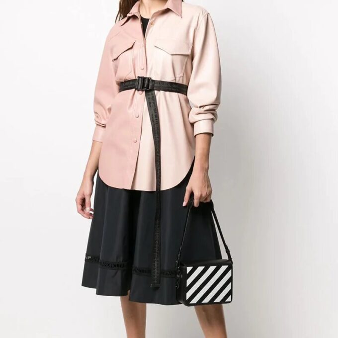 Off-White Binder Clip Stripe Shoulder Bag Messenger Bag Black White