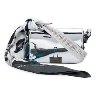 Off-White Binder Leather Crossbody Bag “Silve”