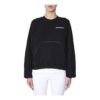Off-White Black Logo Round Neck Pullover Hoodie Black