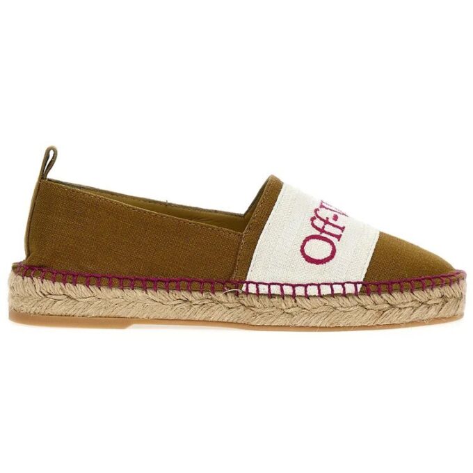 Off-White Bookish Slip-On Espadrilles “Brown White”