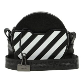 Off-White c/o Virgil Abloh Stripe Printing Circular Black Shoulder Bag