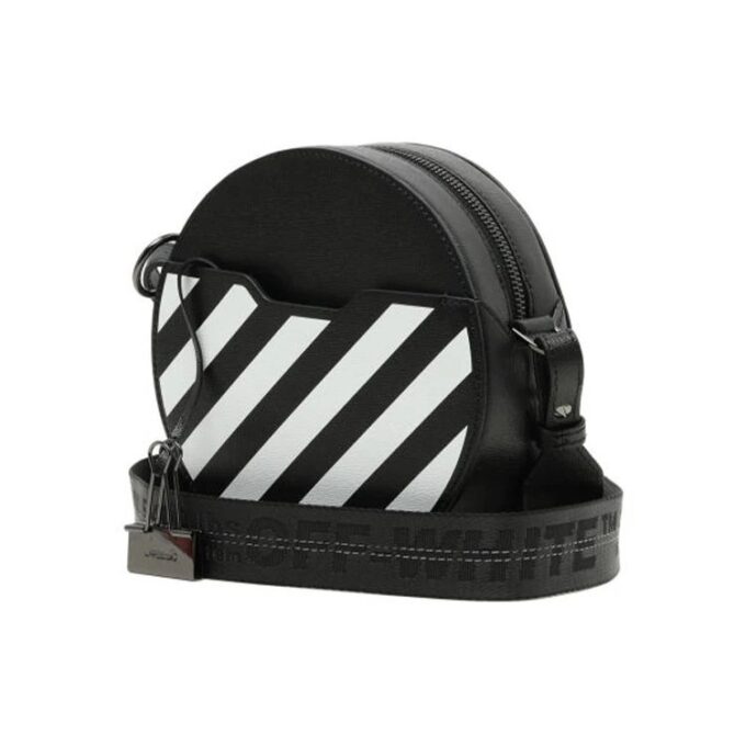 Off-White c/o Virgil Abloh Stripe Printing Circular Black Shoulder Bag