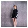 Off-White Casual Colorblock Logo Round Neck Pullover Hoodie Black
