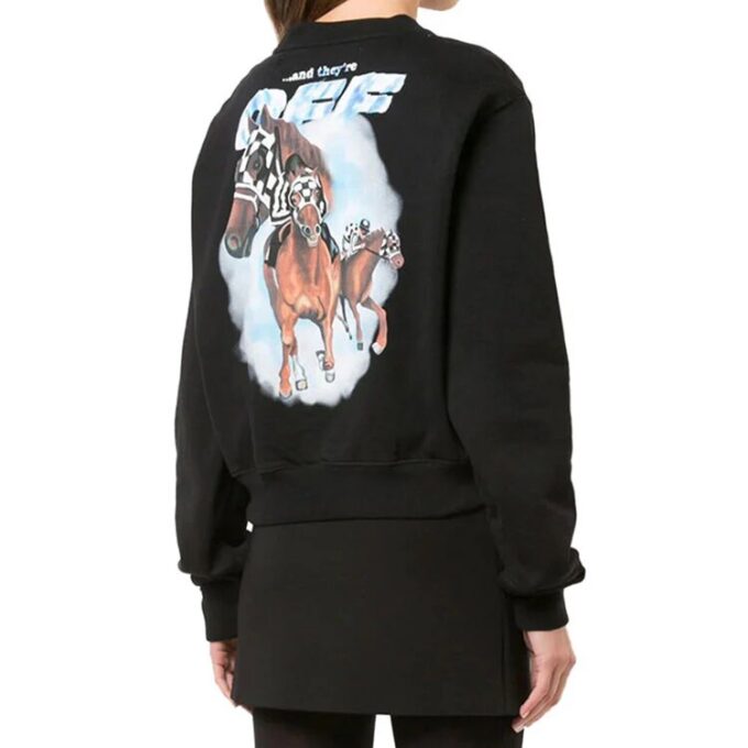 Off-White Cotton Horse Logo Loose Sweatshirt