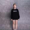 Off-White Cotton Printing Round Neck Pullover Black Hoodie