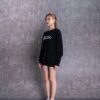 Off-White Cotton Printing Round Neck Pullover Black Hoodie