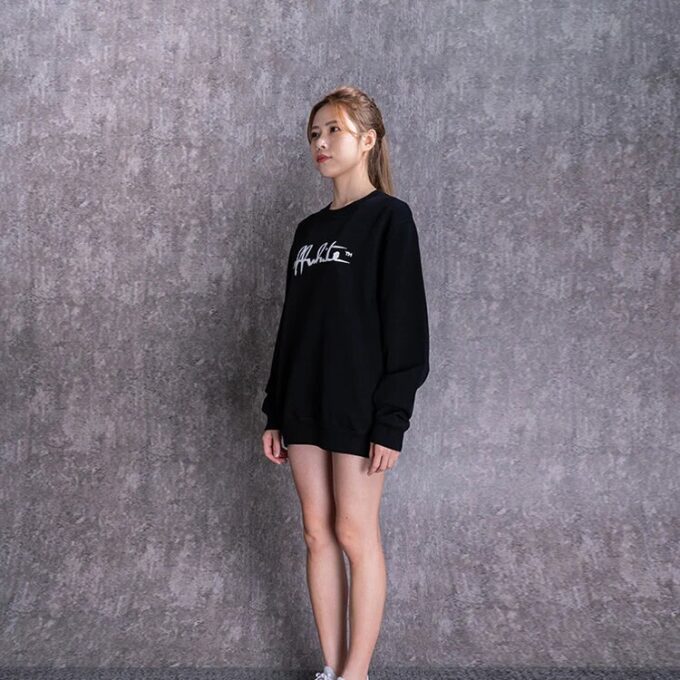 Off-White Cotton Printing Round Neck Pullover Black Hoodie