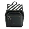 Off-White Cowhide Contrast Striped Drawstring Backpack Brown
