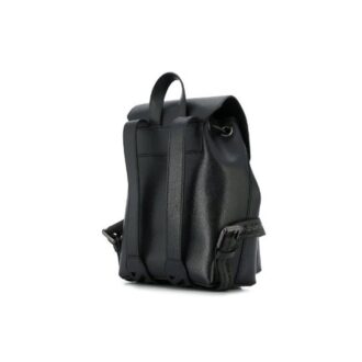 Off-White Cowhide Contrast Striped Drawstring Backpack Brown