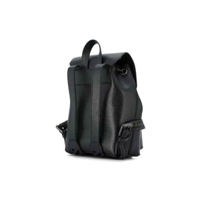 Off-White Cowhide Contrast Striped Drawstring Backpack Brown
