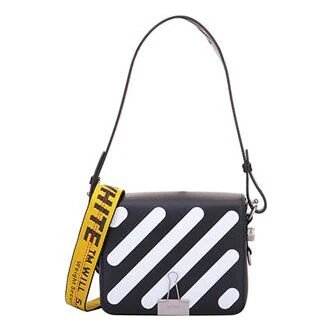 OFF WHITE Cowhide Stripe Black Messenger Bag “Black White”