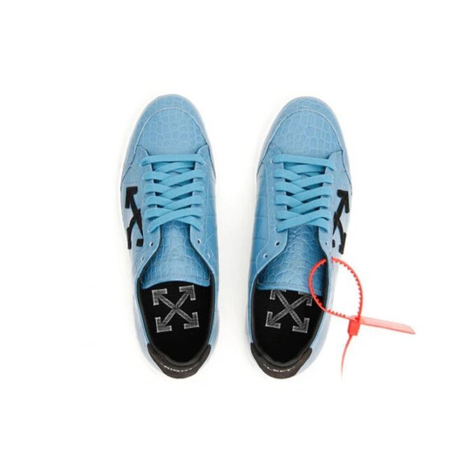 Off-White Crocodile Pattern Printed Leather Sneakers “Blue White”