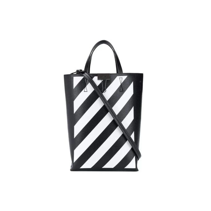Off-White Deceleration Leather Casual Bucket Bag Black