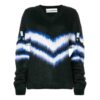 Off-White Detachable Sleeve Colorblock V neck Black