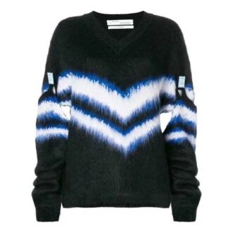 Off-White Detachable Sleeve Colorblock V neck Black
