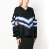 Off-White Detachable Sleeve Colorblock V neck Black